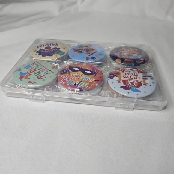 New Set of 12 Happy Purim Pinback Buttons Kit Party Favor Jewish Holiday - Picture 3 of 7